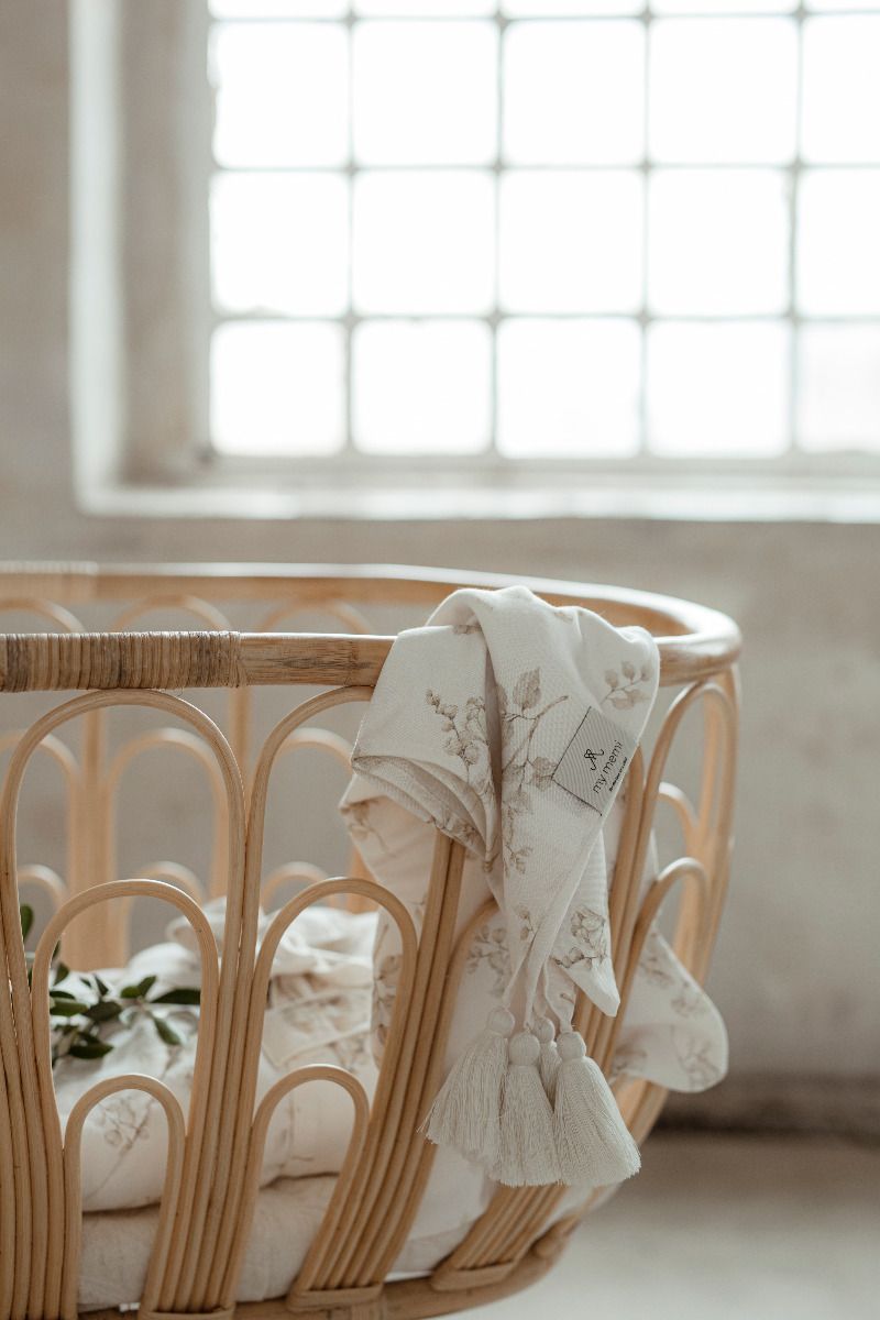 Bamboo swaddle blanket 75x100 - boho flowers MY MEMI