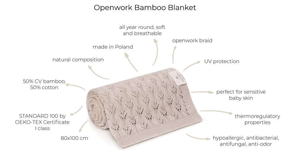 Openwork Bamboo Blanket 80x100 Light Beige MY MEMI