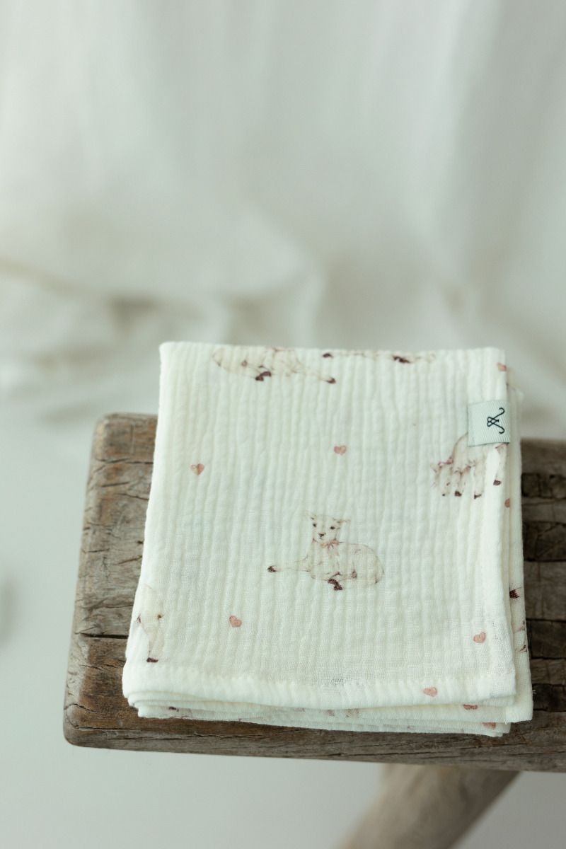 Organic cotton muslin swaddle 100x100 - little sheeps