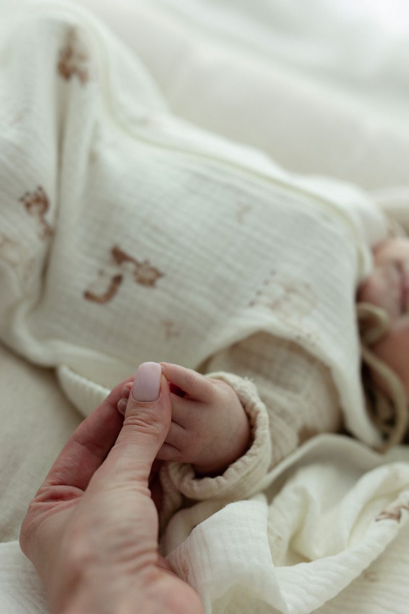Organic cotton muslin baby sleeping bag 0 - 5 months 1.0 TOG - alpacas