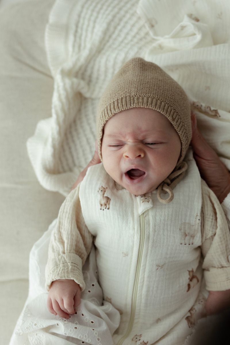 Organic cotton muslin baby sleeping bag 0 - 5 months 1.0 TOG - alpacas
