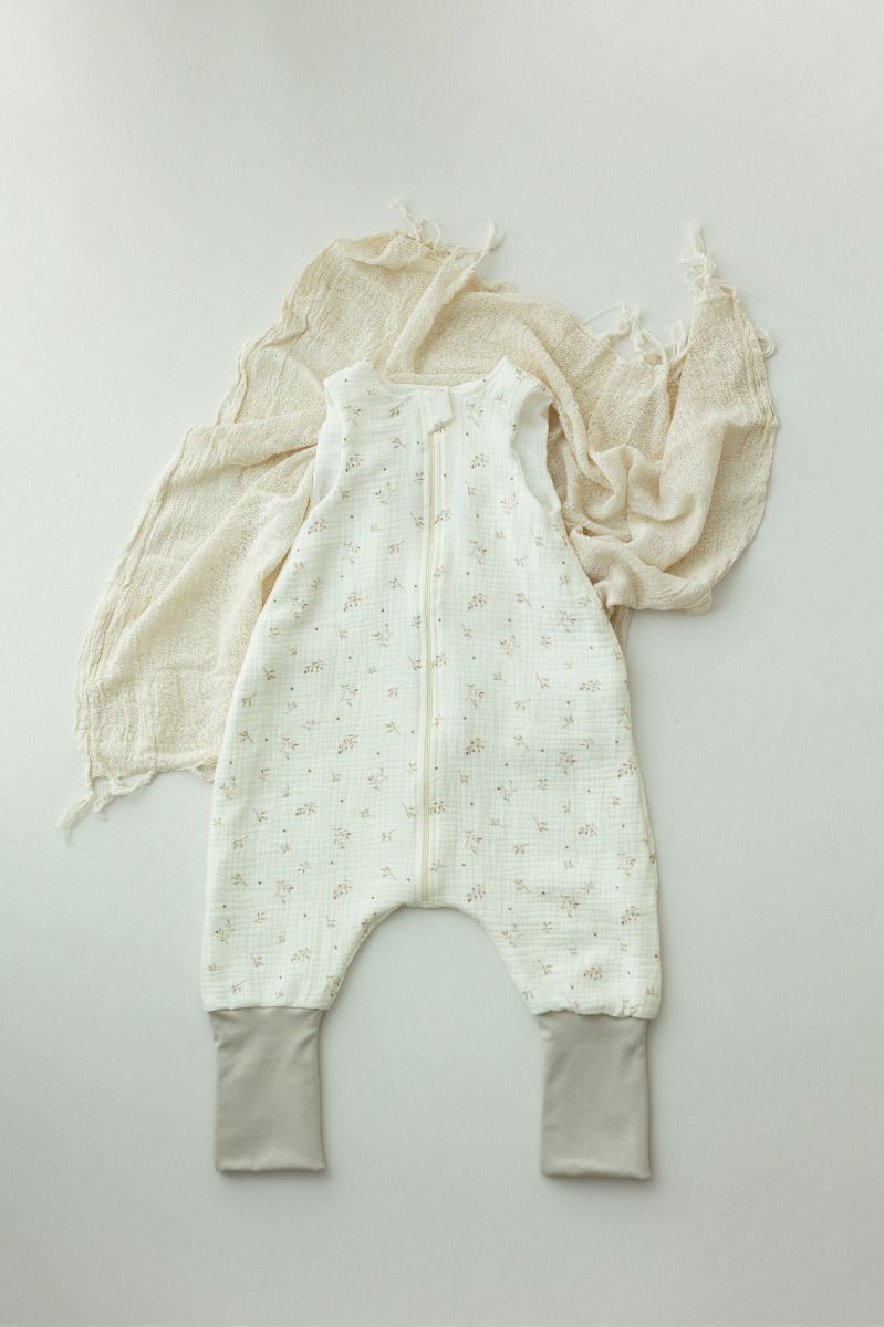 Organic cotton muslin baby sleeping bag with legs 1 - 3 years 1.0 TOG - twigs