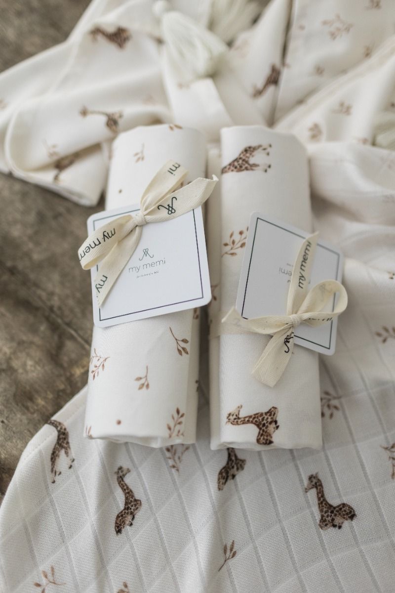 Bamboo muslin swaddle 120x120 - twigs - MY MEMI
