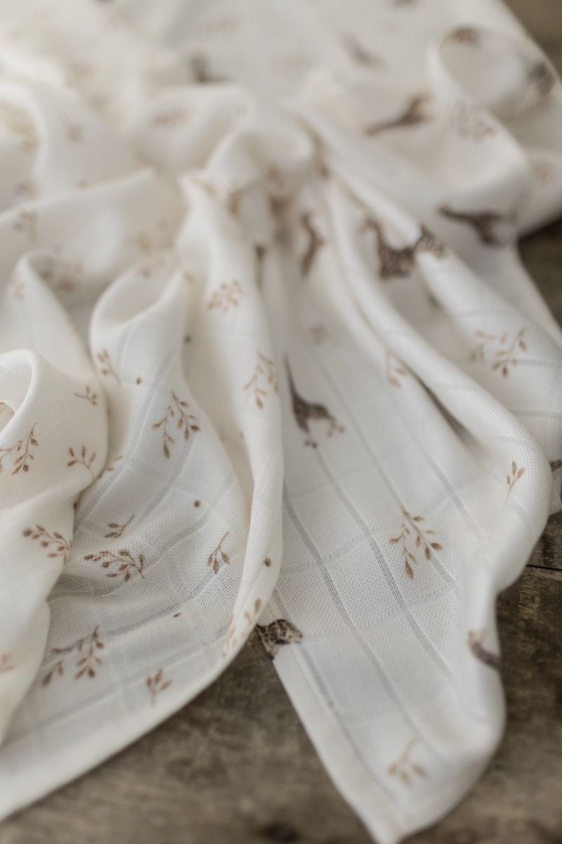 Bamboo muslin swaddle 120x120 - twigs - MY MEMI