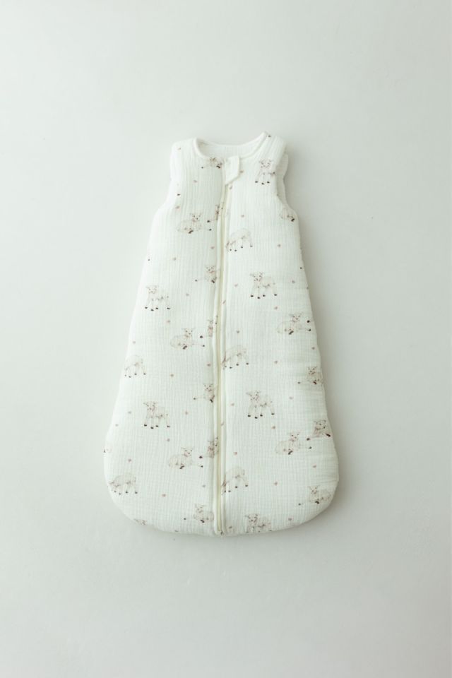 Organic cotton muslin baby sleeping bag 5 - 18 months 2.5 TOG - little sheeps
