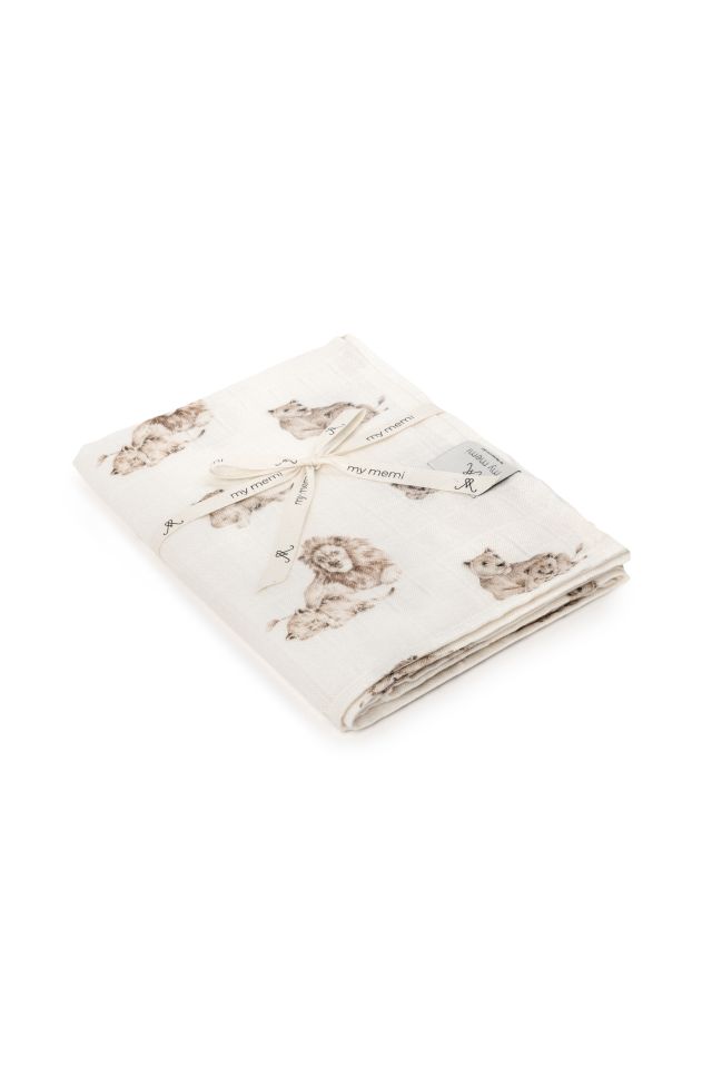 Bamboo muslin swaddle 120x120 - lions