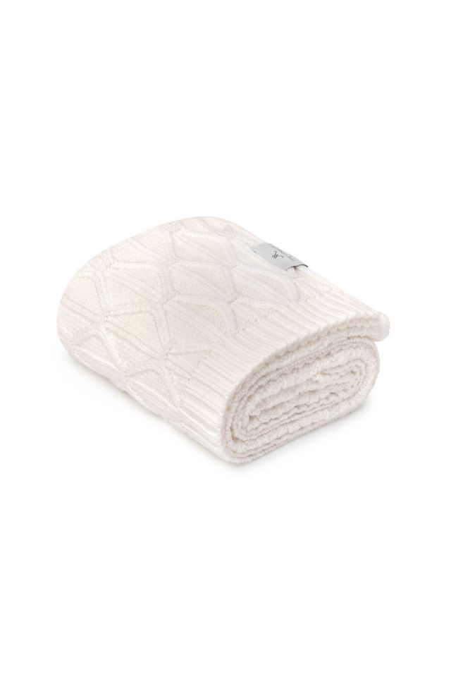Warm blanket of 100% merino wool Cream Wave  - premium collection