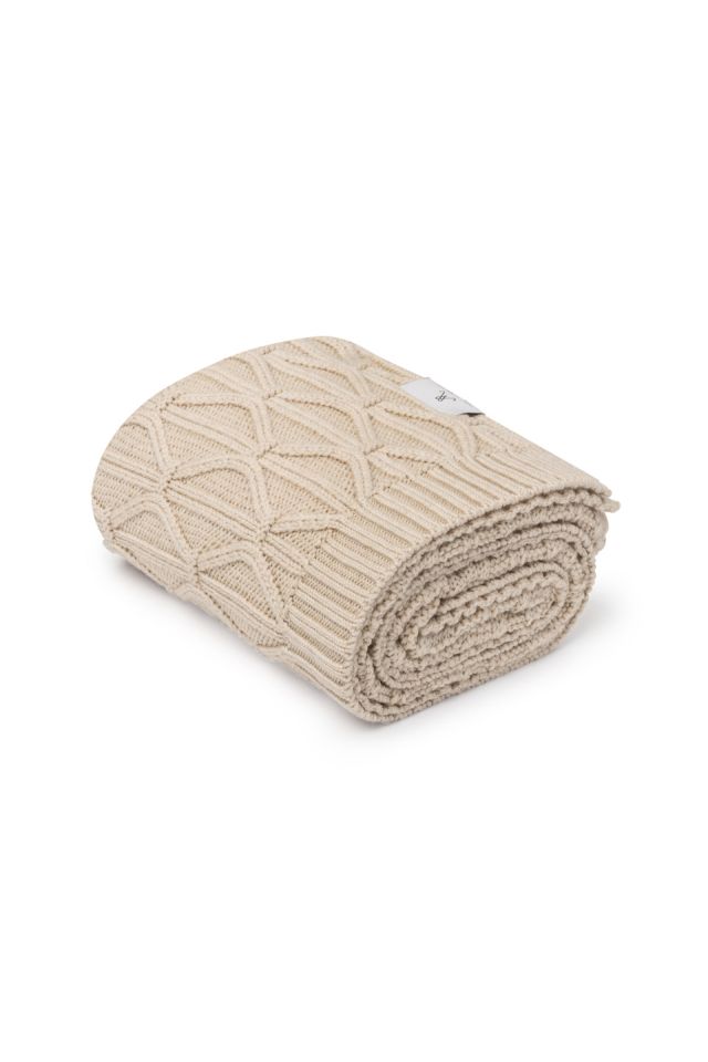 Warm blanket of 100% merino wool Warm Beige Wave - premium collection
