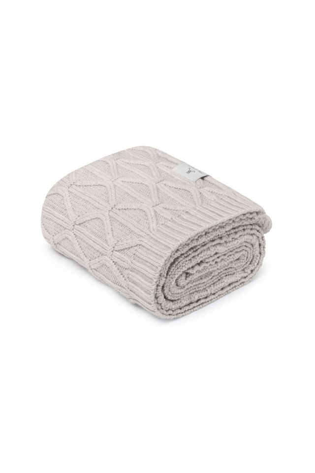 Warm blanket of 100% merino wool Light Grey Wave - premium collection