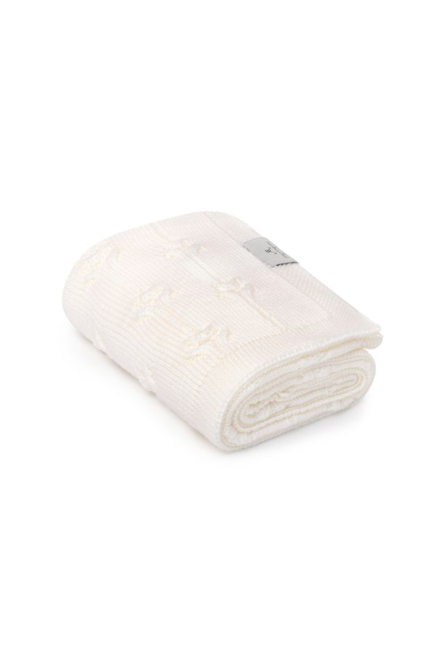 100% Natural Merino Wool Blanket Cream Floral  - Premium Collection