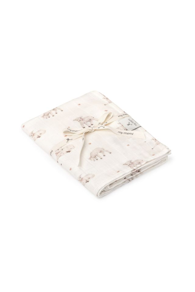 Bamboo muslin swaddle 120x120 - little sheeps