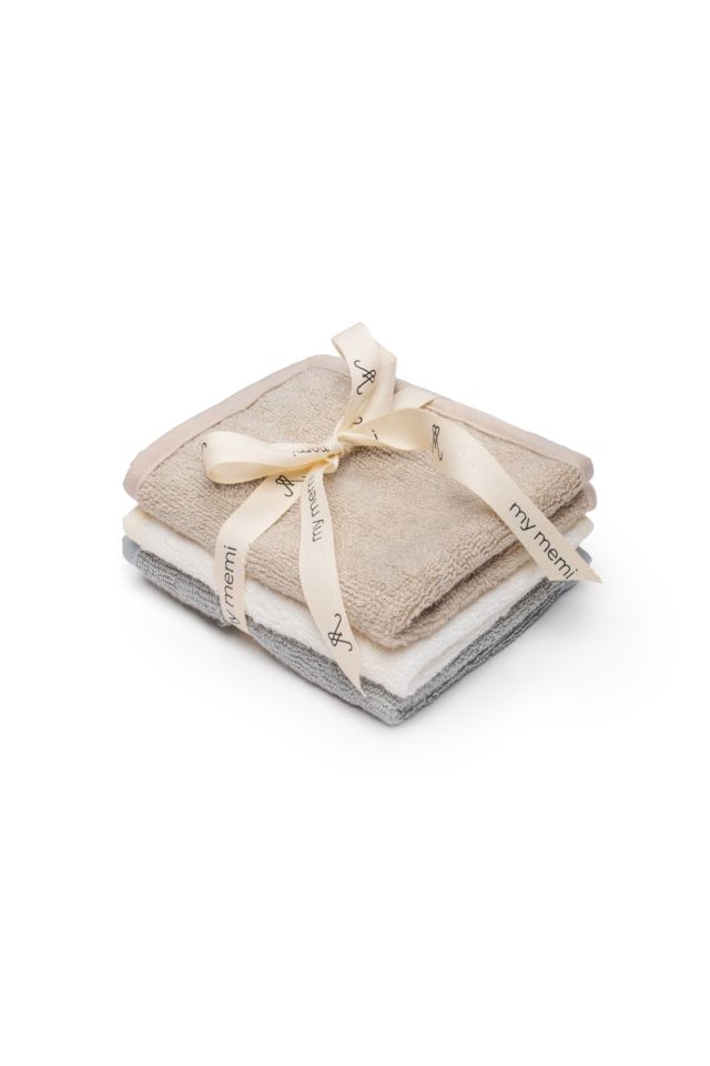 Bamboo Face / Burp / Wash Towel Beige, set 3-pack