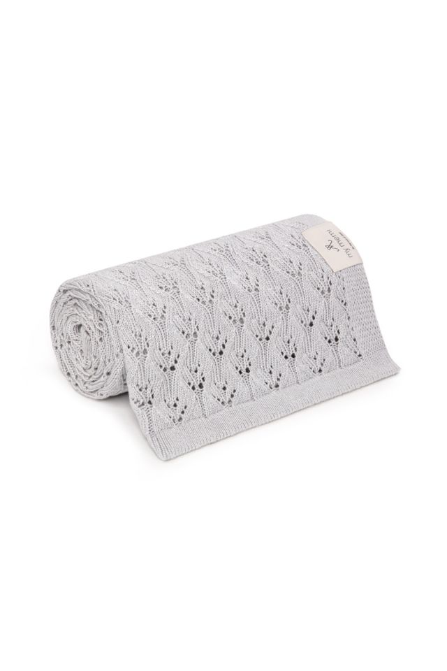 Openwork Bamboo Blanket 80x100 Light Grey