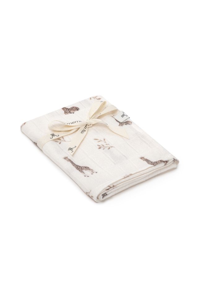 Bamboo muslin diaper 65x65 - giraffes