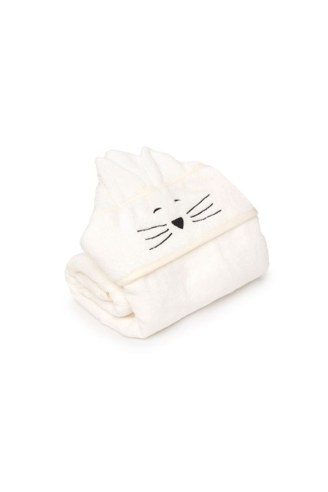 Bamboo big cream towel - cat