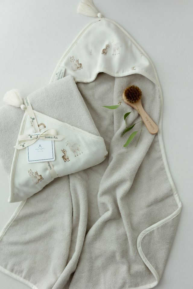 Bamboo big towel - alpacas