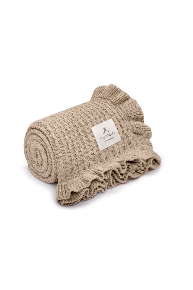 Bamboo blanket with a frill 85x105 beige