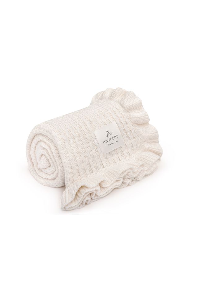 Bamboo blanket with a frill 85x105 cream