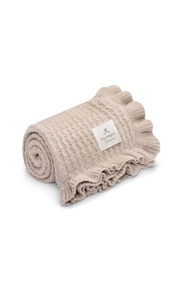 Bamboo blanket with a frill 85x105 light beige