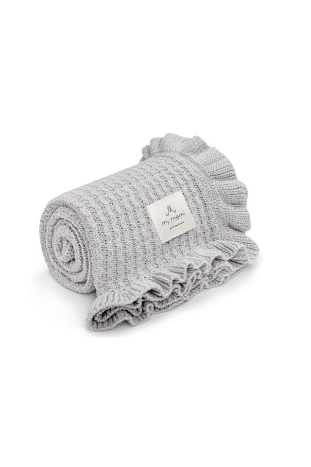 Bamboo blanket with a frill 85x105 light grey