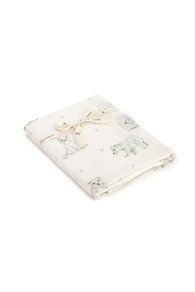 Bamboo muslin swaddle 120x120 - little bears