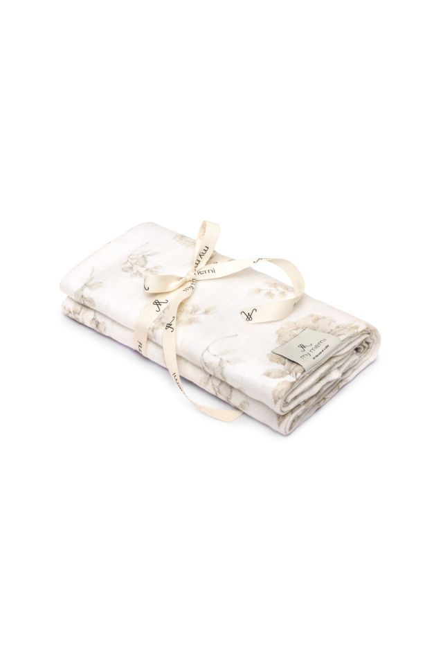 Bamboo muslin swaddle 100x100 - boho flowers