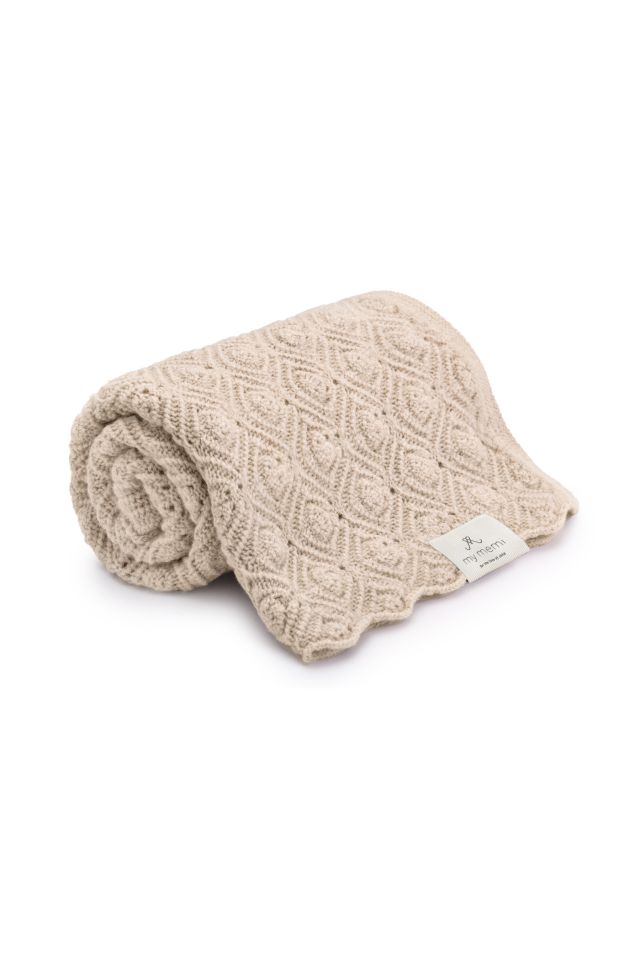 100% Natural Merino Wool Blanket Warm Beige Pearl - Premium Collection