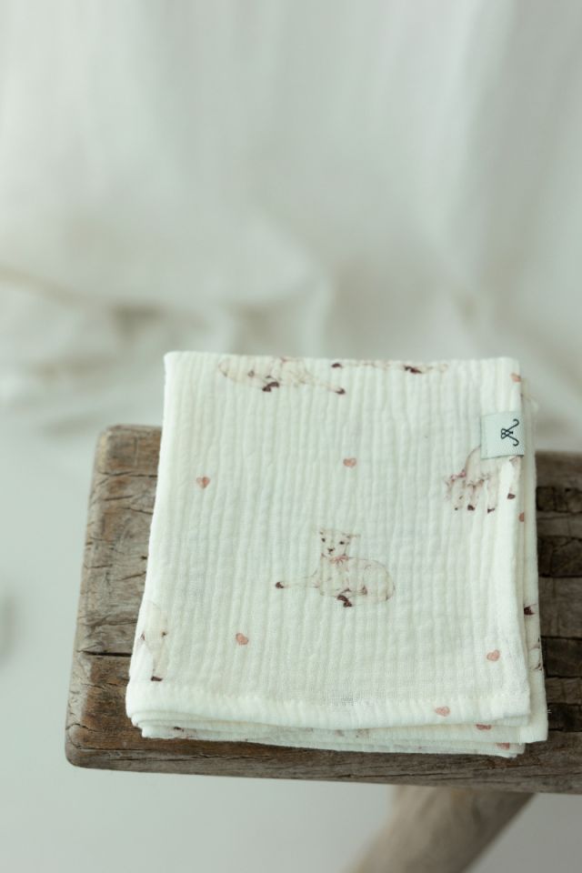Organic cotton muslin diaper 60x65 - little sheeps