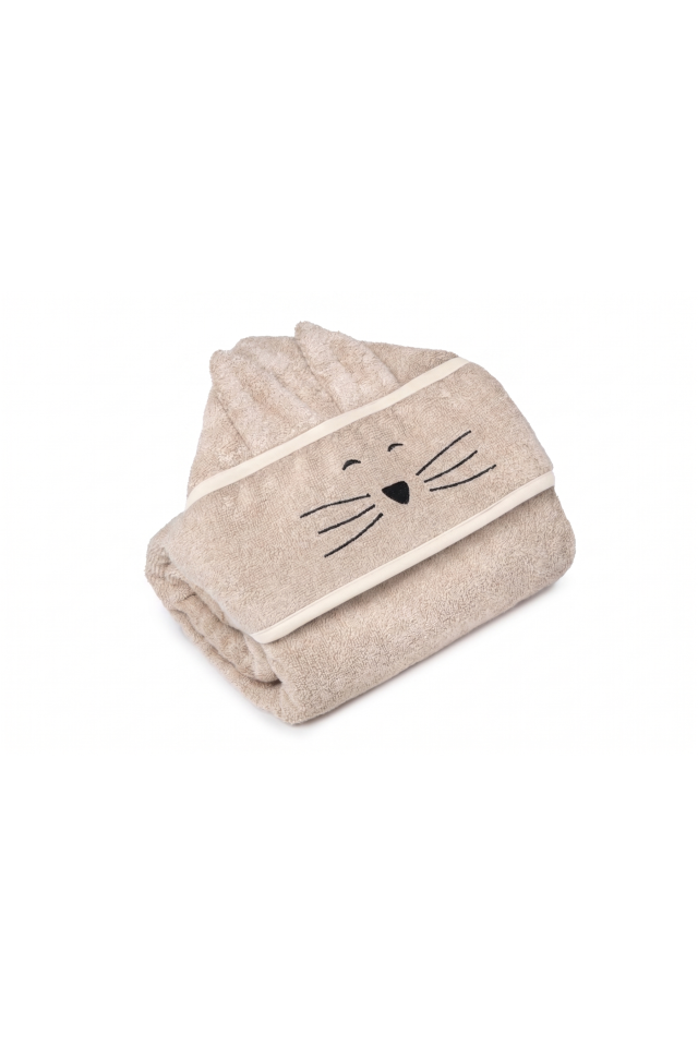 Bamboo big beige towel - cat
